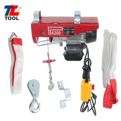 TOOL LIBRARY Mini Electric Hoist 440LBS/200kg Crane Winch with Wired Remote Control 510W 110V
