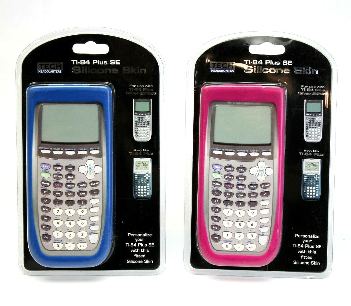 2 Pack Ti-84 Plus SE Silicone Skin Fitted Calculator Case - Blue & Pink NEW