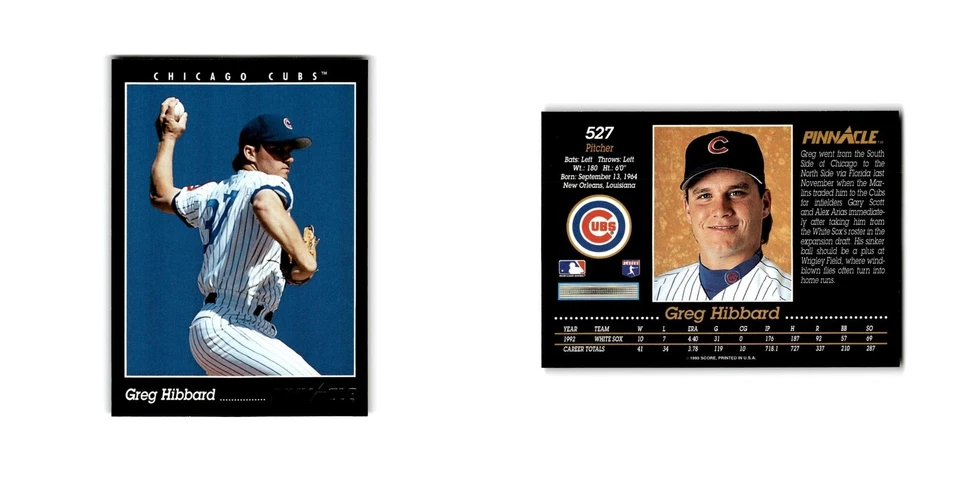 Greg Hibbard 1993 Pinnacle #527 Chicago Cubs Baseball Card NM - Image 3 of 3