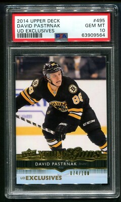 2014 Upper Deck David Pastrnak Exclusives RC 74/100 PSA 10 GEM MINT POP 3 💎 