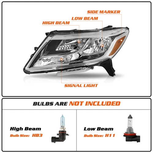 Chrome Projector Headlight For 2013-2016 Nissan Pathfinder Halogen Left Driver - Picture 2 of 9