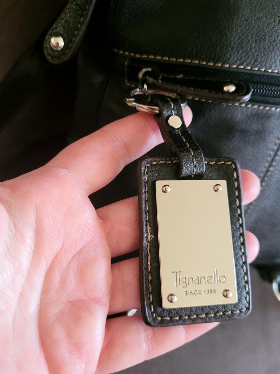 Tignanello Black Leather Backpack Silver Hardware Tag  display picture 1