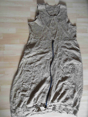 LAGENLOOK designer long linen dress mustard size 2 excellent HMI315