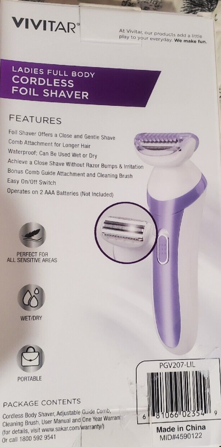 VIVITAR+Simply+Ladies+Full+Body+Cordless+Foil+Shaver+Wet2FDry+Portable