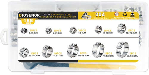 260PCS 11 Size Single Ear Hose Clamps With Pincer, Jordan