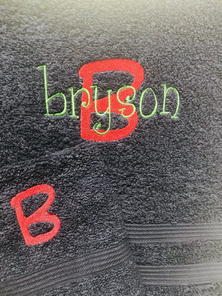 Custom Embroidered Bath Sheet Towel and Washcloth - Image 4 of 4