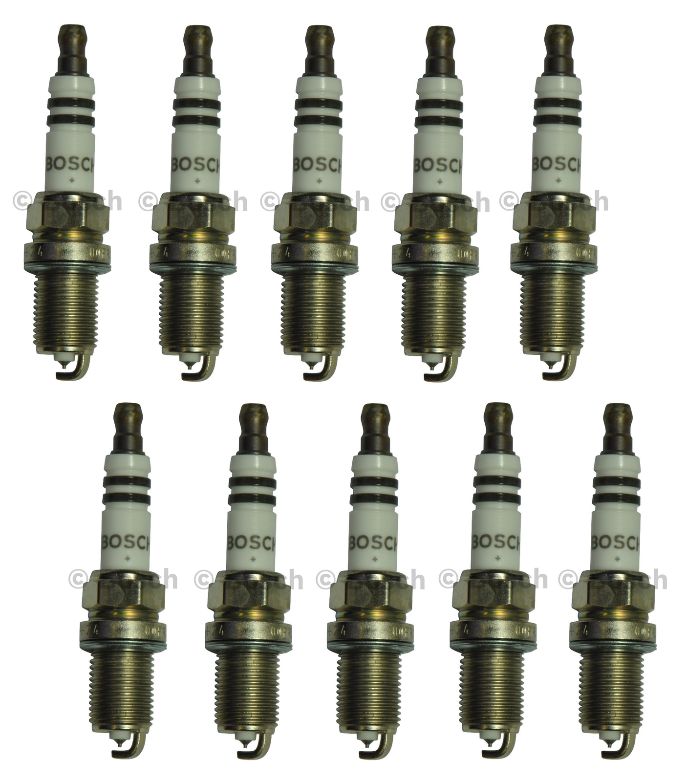Bosch Set of 10 Spark Plugs FR6KPP332S For Audi R8 5.2L V10 2011-2012