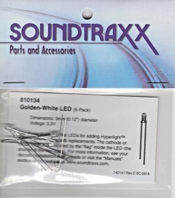 SoundTraxx 810134 Golden White LED (6-Pack) 3mm Dia. 3.3 Volts