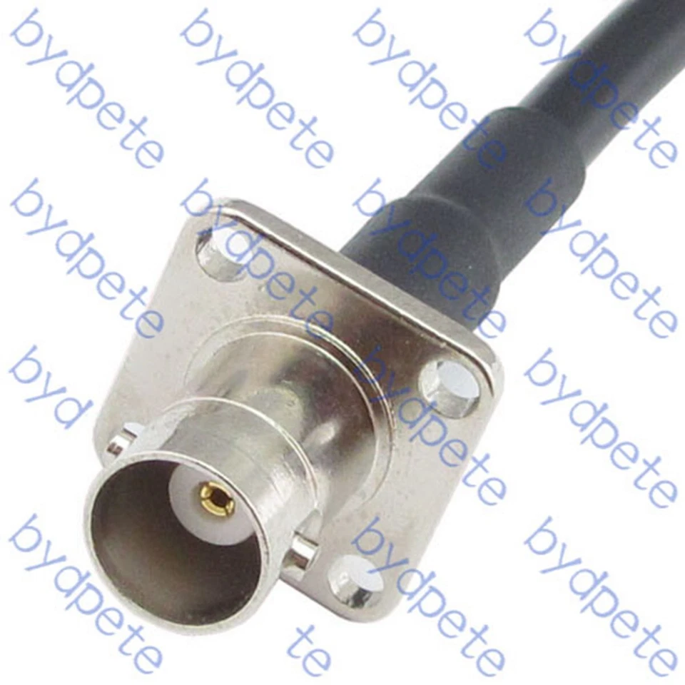 UHF male RA PL259 to BNC female 4 holes Panel Flange with Screw RG58 Cable Kable - Image 3 of 4