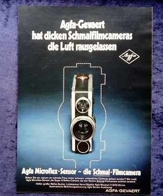 Agfa- Gevaert Microflex Sensor Schmal-Filmkamera, originale Werbung aus 1970