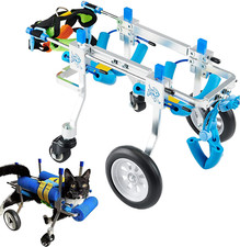 Adjustable 4-Wheel Dog Cat Cart/Wheelchair, Animal Exercise Wheels for Pets