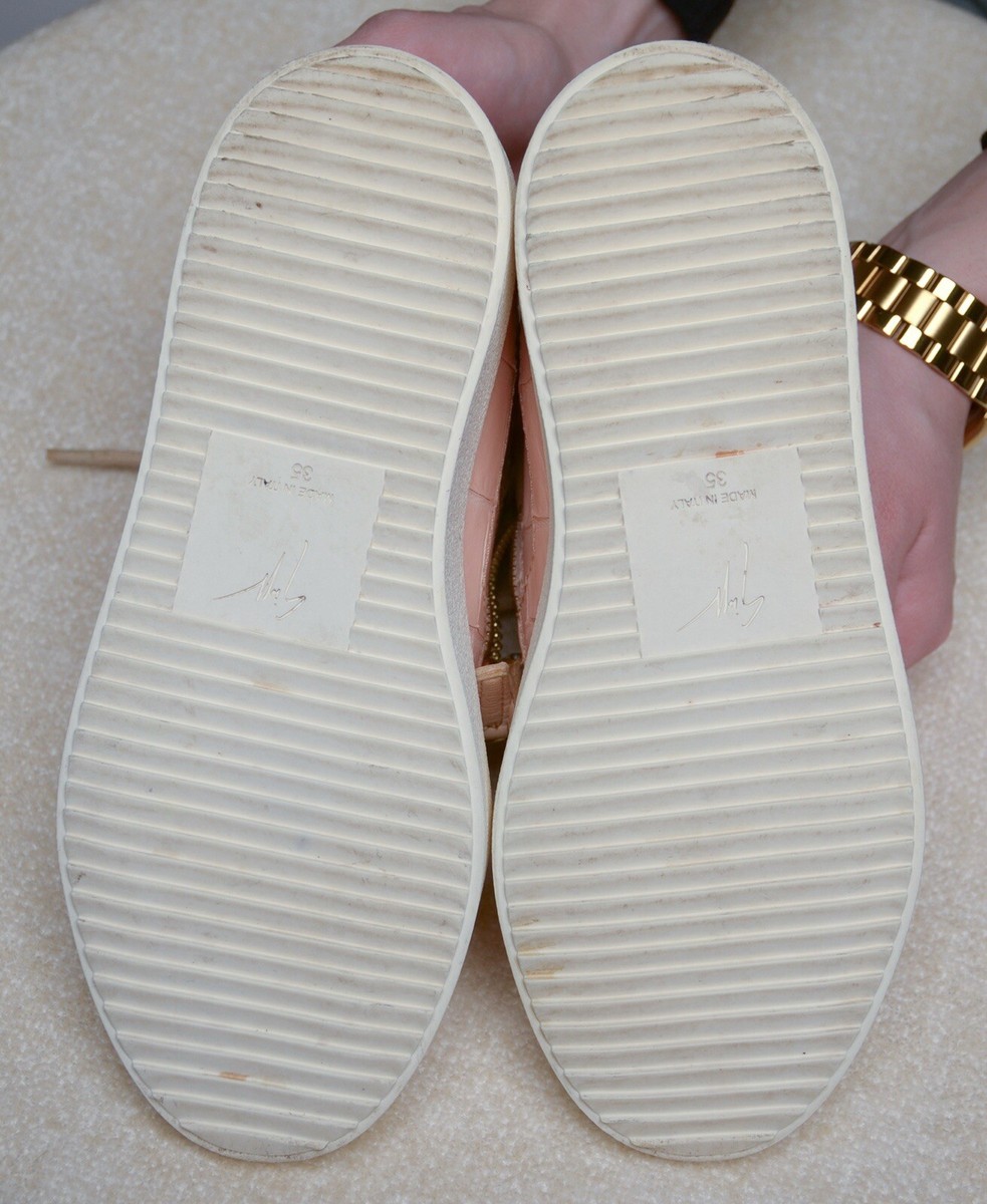 GIUSEPPE ZANOTTI Pink SNAKE-EMBOSSED HIGH TOP SNEAKERS Size