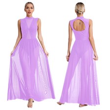 Women Leotard Sleeveless Dancewear Figure Ice Skating Dress Party Jumpsuit Maxi