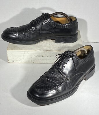 MEZLAN HARO Woven Leather Black Oxford Blucher Dress Shoes  display picture 2