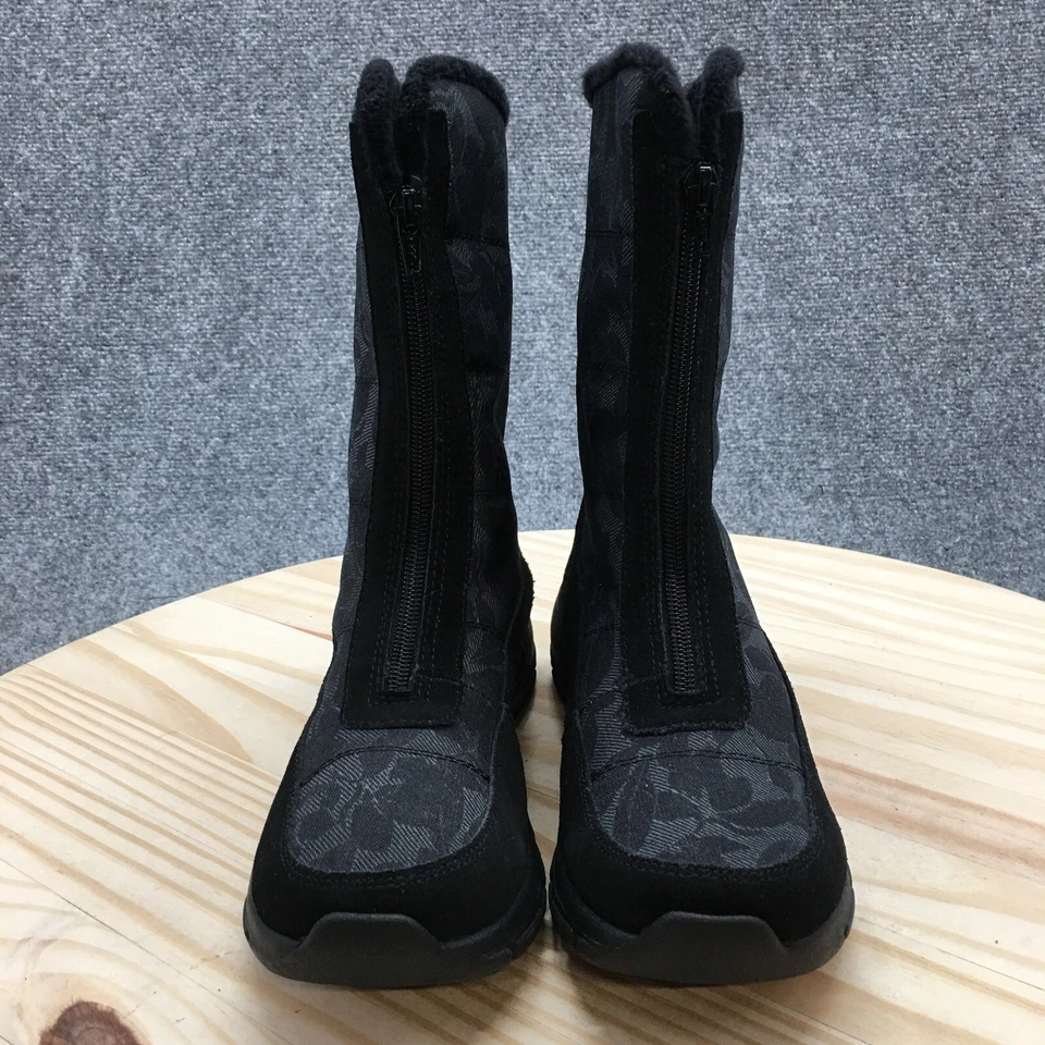 Botas Lands End femininas 7,5 B panturrilha média zíper frontal inverno botas de neve 525813 preto - Imagem 4 de 4