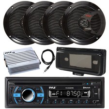 Pyle Marine CD Receiver, Amp, Cover, Antenna, 4x 6.5" 150W Speakers