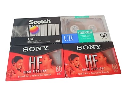 Lot of 4 Maxwell Sony Scotch Audio Cassette Tapes Blank Normal Bias SEALED 