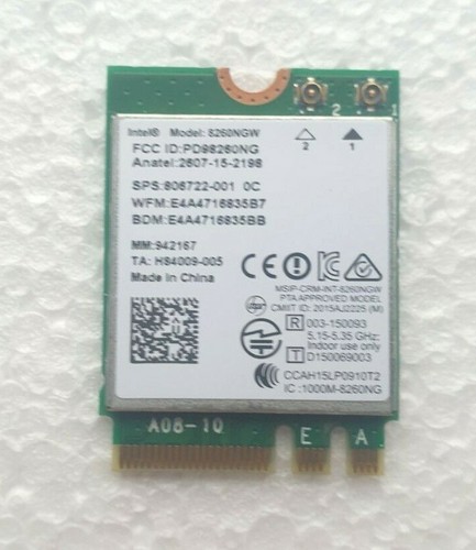 Tarjeta WLAN Intel 8260NGW con 2 Bluetooth 4.2 08XG1T 1730 Mbit/S doble banda N170RD