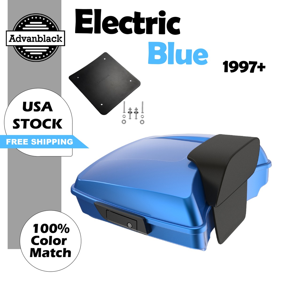 Electric Blue Razor Tour Luggage Trunk Pad Fits Harley Street Road