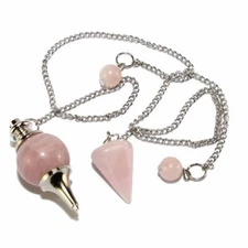 US Natural Rose Quartz Crystal Stone Pendulum Healing Dowsing Reiki Pendant