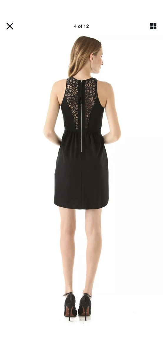 REBECCA TAYLOR PONTE LACE DRESS BLACK Mini SLEEVELESS Cocktail sz 0 | eBay