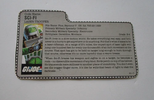 Sci-Fi Laser Trooper 1986 G.I. JOE COBRA File Card Vintage Original #2