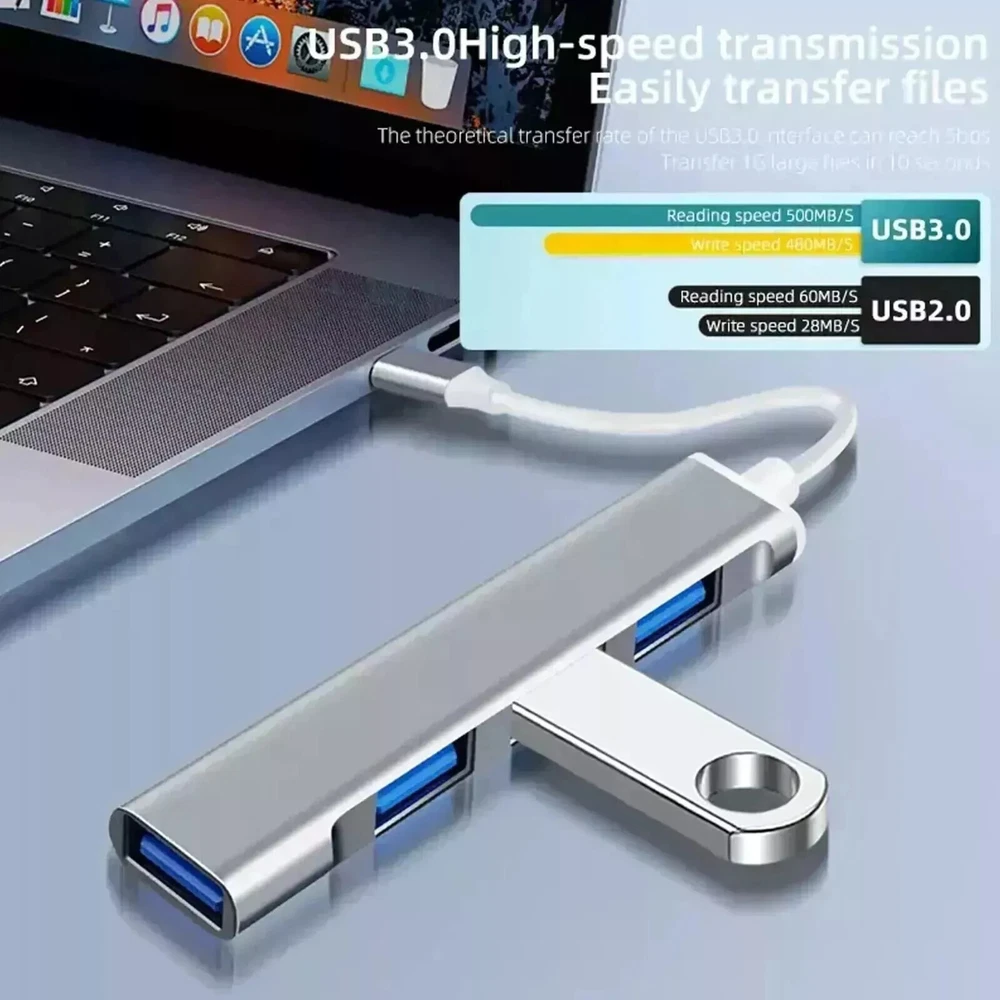4-in-1 USB Hub Expander with 4 Ports for Laptop & PC