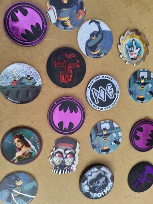 Vintage Retro Tazos Collectable Round Discs bundle pogs loose 16 Batman ...