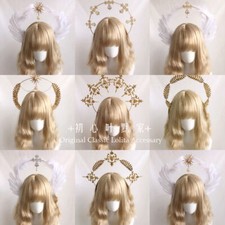 Lolita Madonna halo, headband, cross, feather, Pope's golden hair accessory prop