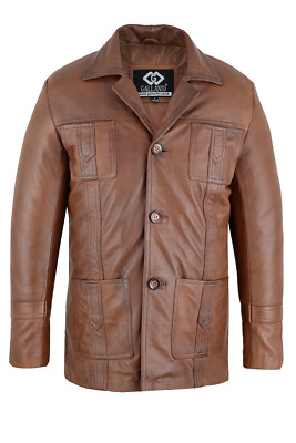Sam Tyler's brauner Leder Blazer Jacke - Life on Mars inspiriert Vintage Mode