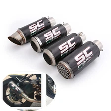 Universal 38-51mm Exhaust Muffler Pipe Motorcycle Real Carbon Fiber Rear Escapes