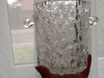 Eiseimer Eiswürfelgefäß Eiskübel Glas Frozen Ice Optik Vintage 1970er