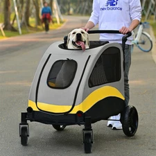 Dog Stroller 4 Wheel Pet Stroller Cage Carriage Portable Travel Carrier Large US