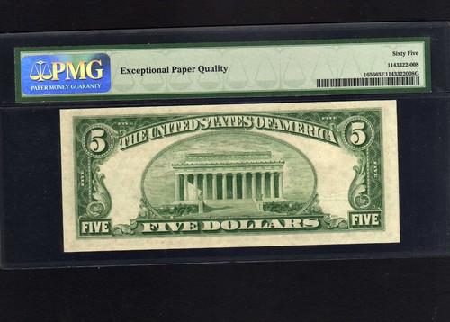 1953A Fr 1656 $5 SILVER CERT F/A BLOCK S/N F7181437A PMG 65 EPQ - Picture 2 of 2