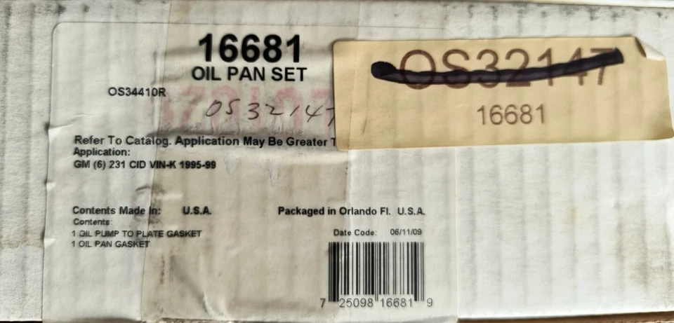 Juego de juntas de cárter de aceite de motor Corteco 16681 1995-2005 GM 3,8 L V6 nuevo stock antiguo Foto 2 de 4