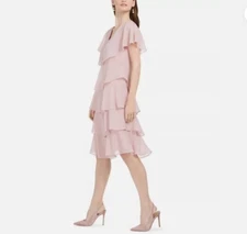 SL Fashions Women's Tiered Rhinestone Capelet Dress  8