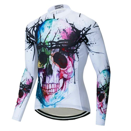 Men's Skull Cycling Jersey Long Sleeve Road Bike Clothing Cycle Top Shirt S-5XL - Bild 9 von 10