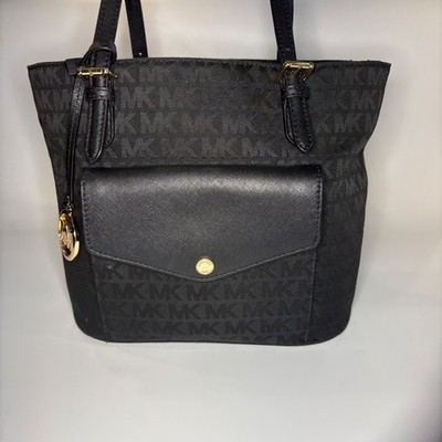 MICHAEL KORS Jet Set Item Solid Black Medium Pocket Multi Function Tote Bag