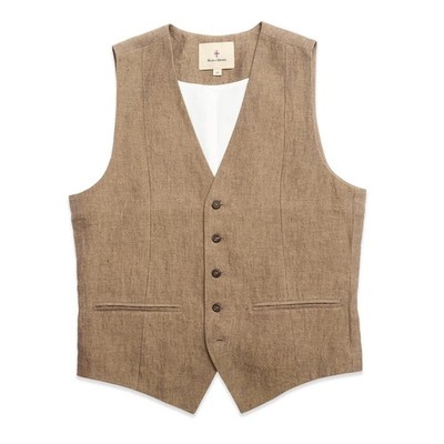 Blue de Genes Canna Linen Gilet - Grey Melange