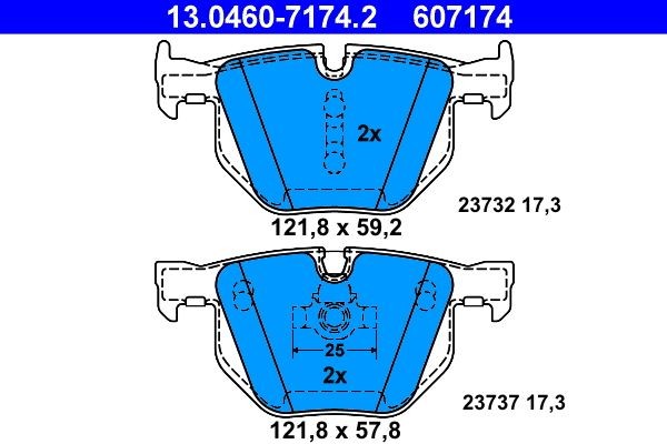 Bremsbelagsatz Scheibenbremse Hinten Ate 130460 71742 FÜR Bmw-image