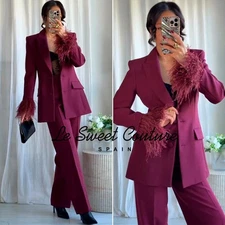 ZARA WOMAN FW25 BURGUNDY FEATHER CUFF BLAZER ALL SIZES 2167/001/800 2167/001/681