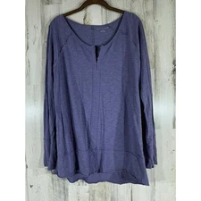 Soft Surroundings Popover Top Size Medium Hook and Eye Blue Violet Cotton Slub