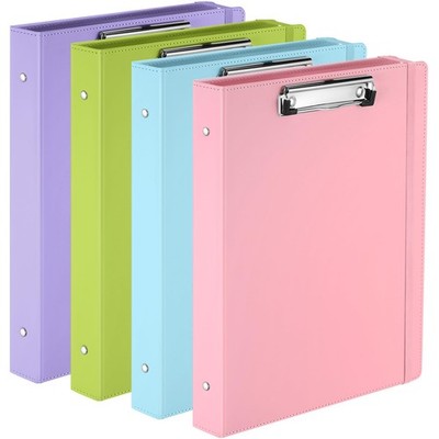 Ctosree 4 Pack Clipboard Binder 3 Ring Binder 1 inch with Pockets PU Leather ...
