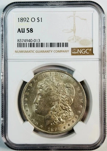 1892 O Morgan Silver Dollar NGC AU-58