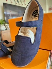 Livie Luca Cadenza Mary Jane Navy Microfiber Hook Loop Girls Shoes 2Y