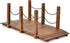 Ponte Da Giardino in Legno, Ponte Decorativo Con Finitura Tinta E Catena Di Sicu