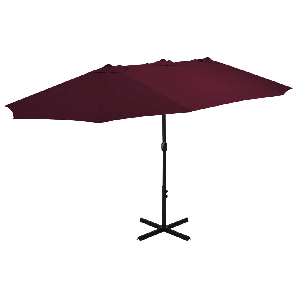 Parasol double 460x270 cm bordeaux Helloshop26 avec mât aluminium