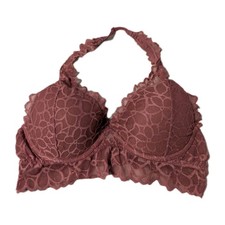 Victoria's Secret Women's Lace Halter Top Bralette Bra Pink Mauve Size S A-C 