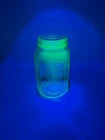 Anchor Hocking Green Uranium Glass Spice Jar/ Shaker 5” Vintage Depression Era