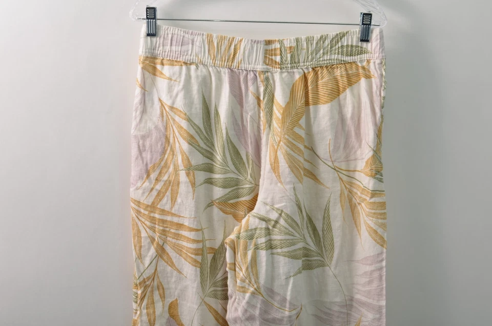 Tahari Linen Pants Womens Large Wide Leg 25" Inseam Pull On Pockets Floral - Image 4 of 4